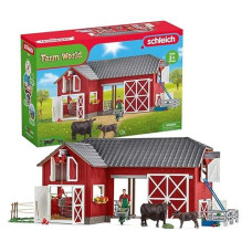 Schleich Red Barn Playset With Cows, Farmer, Tractor, And Farm Life Accessories - 27-Piece Set For Kids Ages 3+