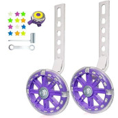 Ddjkcz Training Wheels Flash Mute Wheel Bicycle Compatible For Bikes Of 12 14 16 18 20 Inch (Purple)