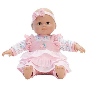 Madame Alexander 14 Baby cuddles Pink Floral Doll, Medium Skin Tone, Bottle Included