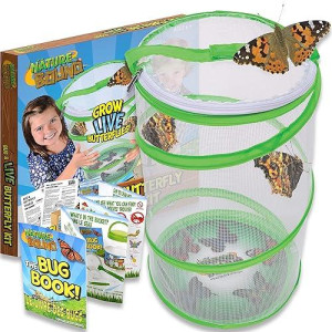 Nature Bound Butterfly Growing Kit - Live Caterpillar To Butterfly Project For Kids - Includes Voucher For Caterpillars, Green Pop-Up Enclosure, And Stem Learning Guide