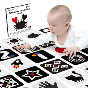 Hahaland High Contrast Baby Flashcards - Black And White Infant Baby Cards 0-6 Months Tummy Time 0-3-6 Months Montessori Sensory Cards 20 Pcs 6''�6'' Newborn Brain Visual Stimulation Baby Boy Gifts