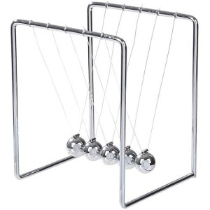Newton'S Cradle - Demonstrate Newton'S Laws With Swinging Balls Physics Science Office Desk Decoration For Over 3 Years Old (Metal Square)