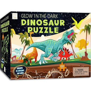 Hapinest 100 Piece Glow-In-The-Dark Dinosaur Jigsaw Puzzle For Kids Boys And Girls Gifts Ages 5 6 7 8 9 10 11 12 Years Old And Up