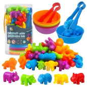 Raeqks Counting Sorting Toys Matching Stacking Toys With Bowls Preschool Learning Activities Educational Sensory Game Montessori Stem Toy Daycare Sets Animals Gift For Toddlers Kids Boys Girls