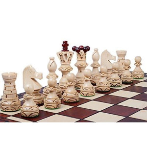 Beautiful Handcrafted Wooden Chess Set With Wooden Board And Handcrafted Chess Pieces -1-2 Players, Gift Idea Products (21" (55 Cm))