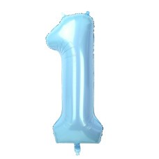 40 Baby Blue Number 1 Balloon for Birthday Party Decorations, Large Self Inflating Helium Foil Number Balloons 0-9 for Age BalloonsAnniversarycelebration Balloons Decorations (Baby Blue1)
