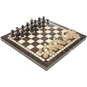 Beautiful Handcrafted Wooden Chess Set With Wooden Board And Handcrafted Chess Pieces - Gift Idea Products (13.75" (35 Cm) Burnt)