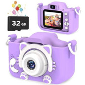 Goopow Kids Selfie Camera, Christmas Birthday Gifts For Boys Age 3-9, Hd Digital Video Cameras For Toddler, Portable Toy For 3 4 5 6 7 8 Year Old Boy&Girls With 32Gb Sd Card