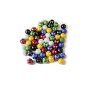 Crooked Mill Woodworking Chinese Checkers Replacement Marbles, 60 Pieces + Extras, Bright Iridized