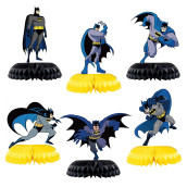 Bat-Man Birthday Party Supplies, 6Pcs Bat Hero Theme Table Centerpieces, 3D Double Side Honeycomb Table Decorations, Cake Toppers, Bat Hero Party Decorations For Boys And Girls