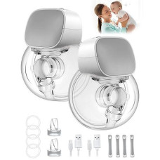 Kompoll Wearable Breast Pump Portable Electric Hands-Free Breast Pump With 2 Mode & 5 Levels, Wireless Worn In-Bra Painless Breastfeeding, Grey