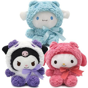 Maikerry 8" Plushies: Cinnamon, Kuroumi And My Melo Plush Toy, Cross-Dressed Panda Stuffed Animal Doll, Cute Cartoon Anime Plush Gift For Girls Teens Fans Birthday Decoration(3Pcs)