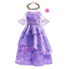 Magwei Encanto Mirabel Isabella Dress Costume For Kids Girls, Isabela Madrigal Princess Dress Cosplay Halloween Dress Up Suit