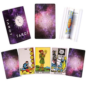 Ciseonik Classic Tarot Cards With-Guidebook - 78 Original Tarot Cards Deck Fortune Telling Game For Beginners Tarot Deck Set Galaxy Theme
