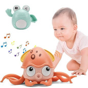 Growinlove Baby Musical Octopus Toy Crawling Toy, Interactive Dancing Octopus With Music, Led Light Up And Automatically Avoid Obstacle, Tummy Time Toy For Infant Babies Boys Girls