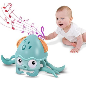 Scientree Crawling Octopus Baby Toy With Light Up And Music , Toddler Interactive Toys With Sensor Obstacle Avoidance Function,Usb Rechargeable, Fun Moving Toy For Babies, Toddlers And Kids