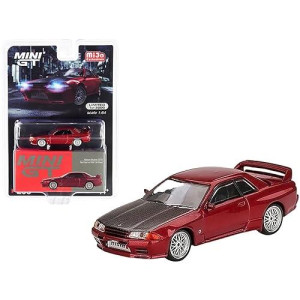Mini Gt True Scale Miniatures Model Car Compatible With Nissan Skyline Gt-R (R32) Red Pearl W/ Bbs Lm Wheels Limited Edition 1/64 Diecast Model Car Mgt00295
