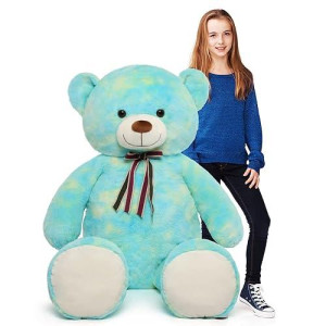 Tezituor 52In Giant Teddy Bear,Big Stuffed Animal Plush,Rainbow Green Soft Gifts For Valentine, Christmas, Birthday.