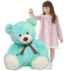Tezituor 40In Big Teddy Bear,Giant Stuffed Animal Plush,Rainbow Green Bears Gifts For Baby Shower, Valentine, Christmas, Birthday,