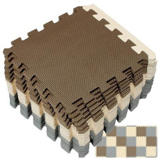 Yostrong� 18 Tiles Interlocking Puzzle Foam Baby Play Mat With Straight Edges For Playing - Eva Babies Crawling Mat | Rubber Floor Work Out Mats For Home Gym. Brown, Beige, Gray. Yoc-Fjlb18S18