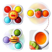 Alasou 3Pcs Pop Up Suction Cup Spinner Toys For 1 Year Old Boy Girl|Novelty Spinning Tops Toddler Toys Age 1-2|Sensory Baby Bath Toys For Toddlers 1-3|6 12 18 Months Boy Birthday Gift For Infant