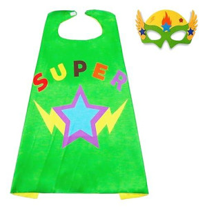 D.Q.Z Superhero-Capes And Masks For Kids Gifts For Girls Boys Super Hero Dress Up Cape And Mask (Green-Yellow)