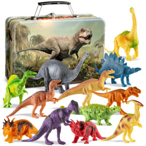 Playvibe Dinosaur Toys For Kids 3-5 - 12 Realistic Small Dinosaur Figures With Storage Box - Dinosaur Toys For Kids 5-7 - Toddler Boy Dino Toys