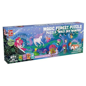 Hape Magic Forest Puzzle 1.5 Meter Long | 200 Pieces Colorful Giant Glow-In-The-Dark Enchanted Jigsaw, For Children 6+ Years