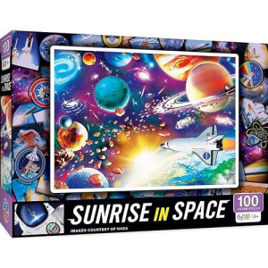 Masterpieces 100 Piece Licensed Jigsaw Puzzle For Kids - Nasa Sunrise In Space - 11.5"X15"
