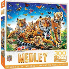 Baby Fanatics Masterpieces 300 Piece Ez Grip Jigsaw Puzzle - Tiger & Butterflies - 18"X24"