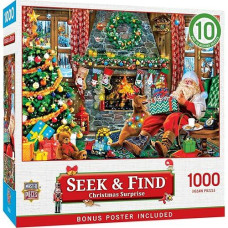 Masterpieces 1000 Piece Seek & Find Jigsaw Puzzle For Adults, Family, Or Kids - Christmas Surprise - 19.25"X26.75"