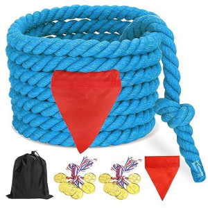 Tug Of War Rope Games 40Ft For Kids Adult, Field Day Family Reunion Outdoor Outside Yard Backyard Lawn Carnival Camping Picnic Games For Team Building, Blue