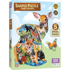 Masterpieces 100 Piece Shaped Jigsaw Puzzle For Kids - Fawn Friends - 14"X19"