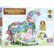 Masterpieces 100 Piece Shaped Jigsaw Puzzle For Kids - Unicorn Family - 14"X19"