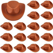 20 Pieces Plastic Mini Western Cowboy Cowgirl Hat Miniature Cute Doll Hat Party Dress Hat For Dollhouse Decoration (Brown,Cute Style)