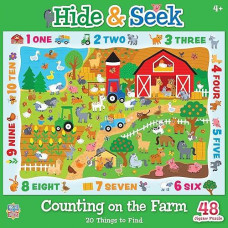 Masterpieces Nature Puzzle - Hide & Seek 48 Piece Jigsaw Puzzle For Kids - Counting On The Farm - 19"X14"