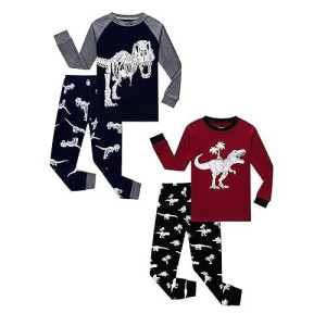 Family Feeling 4 Piece Little Boys Dinosaur Pajamas Long Sleeve 100 Cotton Kid Pjs 5