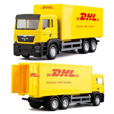 Bdtctk Compatible For Dhl Container Truck Car Model Toy Cars, Zinc Alloy Die-Cast Vehicles Kid Toys For Boy Girl Gift