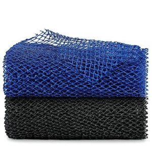 African Net Sponge, 2 Pieces Exfoliating Premium Nylon Bathing/Wash Net For Daily Back Body Scrub Scrubber Shower Net (Black, Blue) �