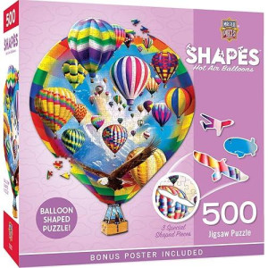 Baby Fanatic Masterpieces 500 Piece Shaped Jigsaw Puzzle For Adults, Family, Or Kids - Hot Air Balloons - 19.09"X24.26"