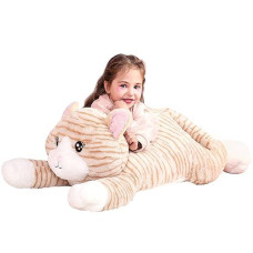 Ikasa Large Cat Stuffed Animal Plush Toy,Giant Kitten Cute Jumbo Soft Toys,Huge Big Size Plushy Gigantic Plushie,Gifts For Kid Girl (30 Inches, Orange)