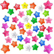 100 Pack Star Stress Ball Stress Relief Balls With Motivational Quotes Mini Motivational Stress Ball Inspirational Foam Balls For Kids Adults Stress Anger Fidget Relief Exercise (Bright Colors)