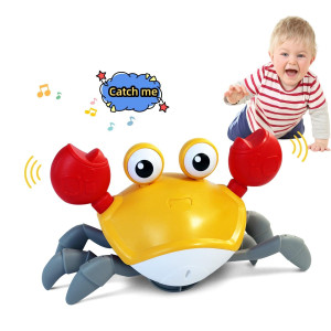 Feelguy Crawling Toy Crab Baby Toy,Fantastic Creatures Toys Infant Sensory Tummy Time Toys 3 4 5 6 7 8 9 10 11 12 Babies Boy Girl 3-6 6-12 Learning To Crawl 9-12 12-18 Walking Toddler Gifts (Orange)