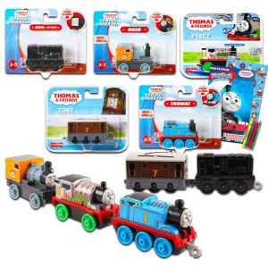 Thomas The Train And Friends Trains Set - 5 Pc Bundle Featuring Thomas, Diesel, Percy, Bash, And Toby Plus Thomas Play Pack With Coloring Pages And Stickers (Thomas The Train Toys)