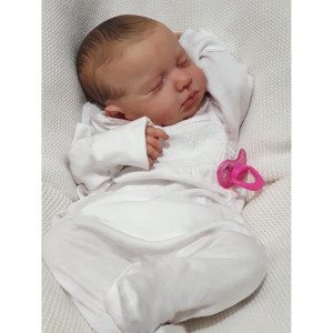 Zero Pam Sleeping Reborn Baby Doll Realistic Newborn Doll 20 Inches Lifelike Soft Silicone Vinyl Reborn Boy Doll Real Looking Toddler Boy With Closed Eyes (White Romper)