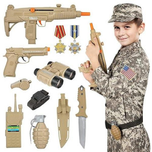 Giftinbox Kids Army Soldier Dress Up Costume Role Play Set, Deluxe Christmas Gift For Kids Boys Aged 3-13 Size S