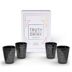 Truth Or Drink - Shot Glasses Edition By Cut - Reveal Secrets In Style With Hilarious And Personal Questions, Perfect Adult Game For Party Night (Includes 4 Shot Glasses, 400+ Conversation Starters)