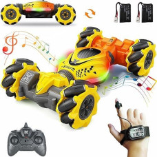 Hscopter Gesture Rc Cars 4Wd Drift Stunt Remote Control Car Offroad Twist Craweler With Hand Controlled Gravity Sensor Watch Light Music Kids Toys Gift For Birthday Chirstams Party Xmas