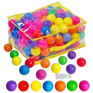 Langxun 50 Soft Plastic Pit Balls - 2.2 Toy Balls For Kids - Ideal Baby Toddler Ball Pit Play Tent, Baby Pool Water Toys, Kiddie Pool, Party Decoration, Photo Booth Props