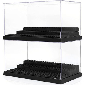 Mlikero 2 Pack Display Case For Minifigures Action Figures Block,Removable Acrylic Minifigure Display Case Box Storage With 3 Movable Steps For Collection Bricks Blocks Toys ,Models Minifigures?